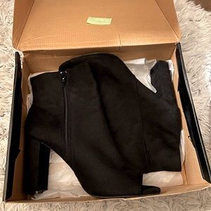 Black open toe booties
